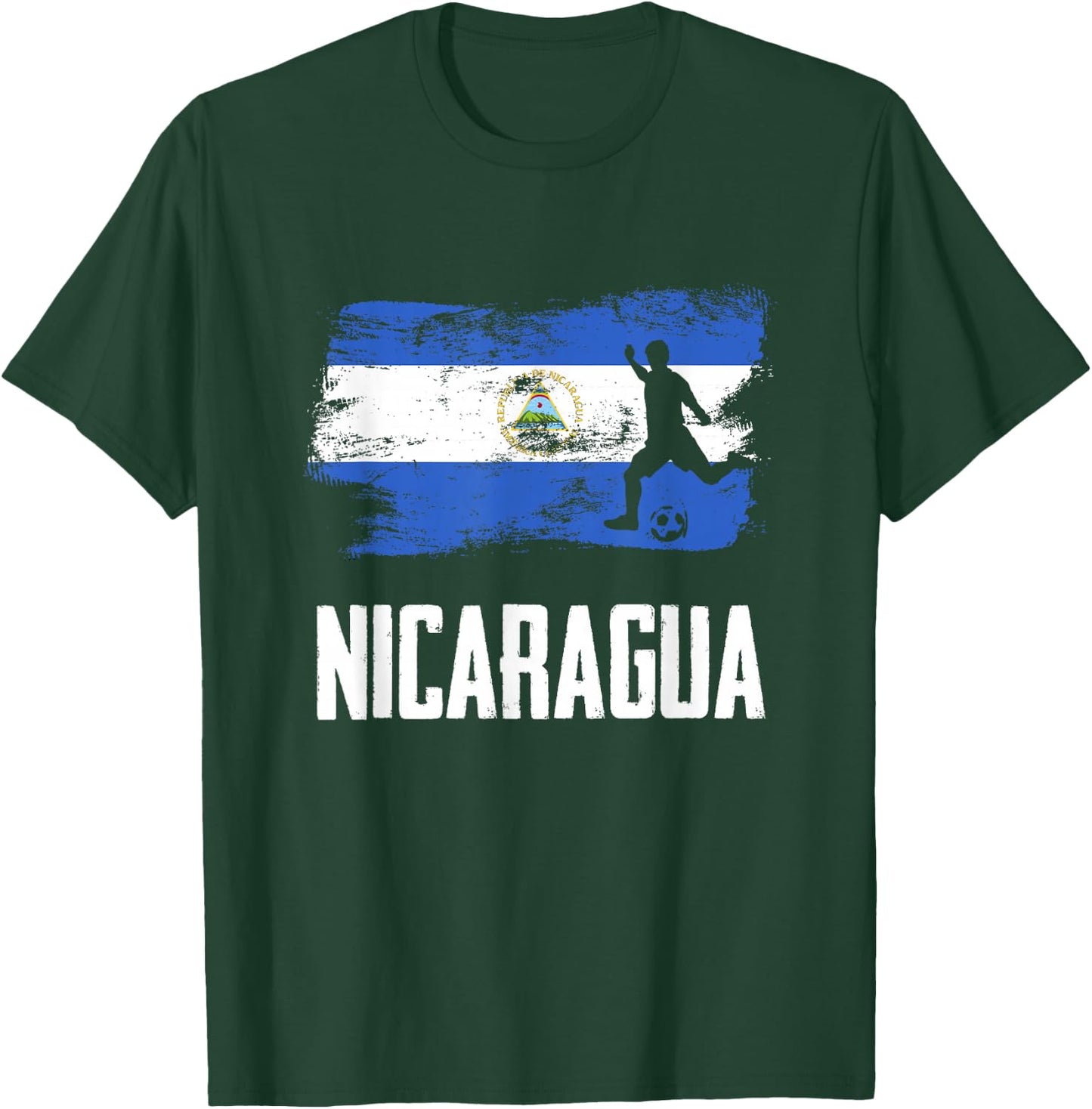 Nicaragua Flag Jersey Nicaraguan Soccer Team Nicaraguan T-Shirt - T-Shirt | Forest
