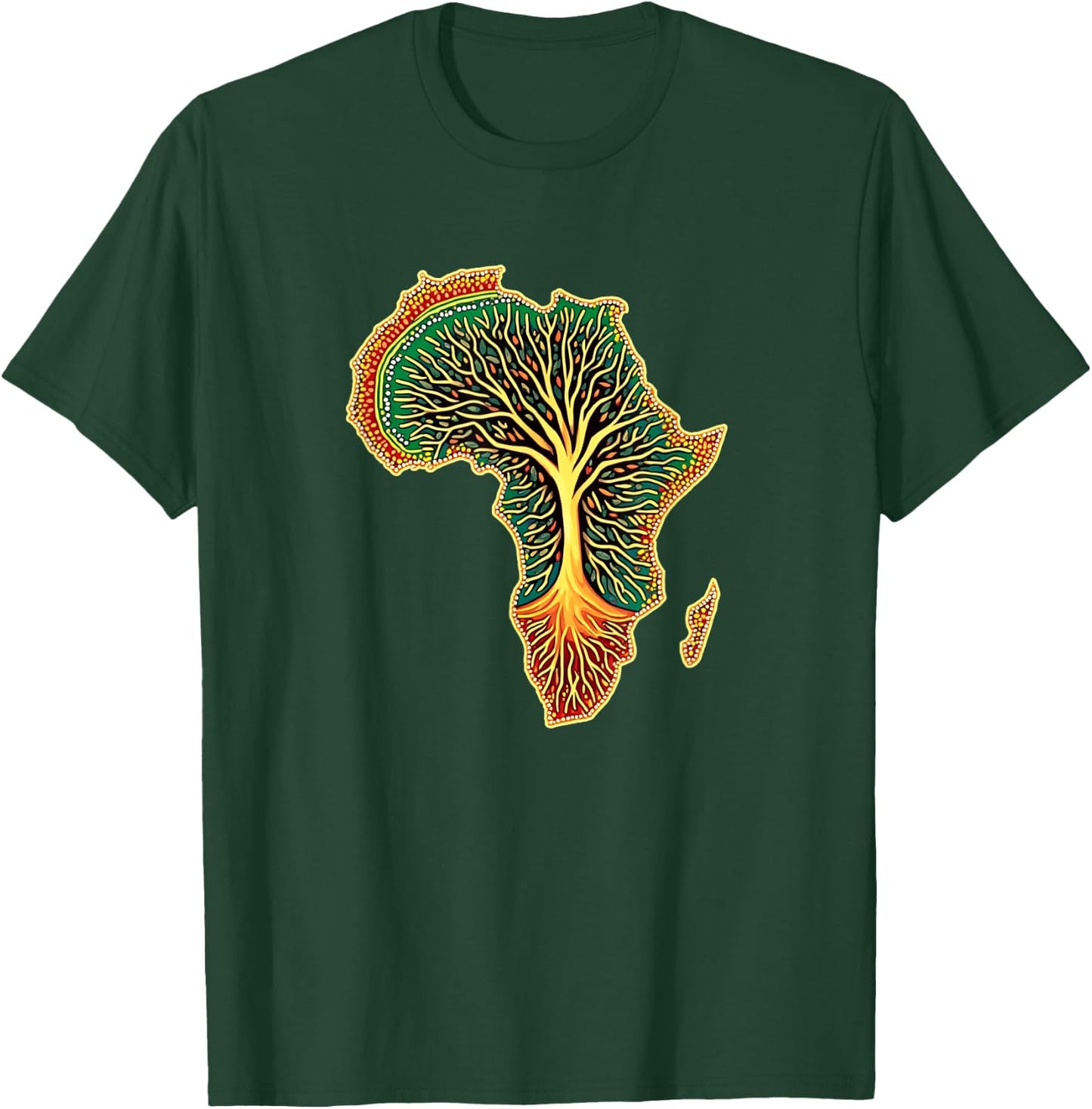 African Roots Africa Map Melanin Juneteenth T-Shirt - T-Shirt | Forest