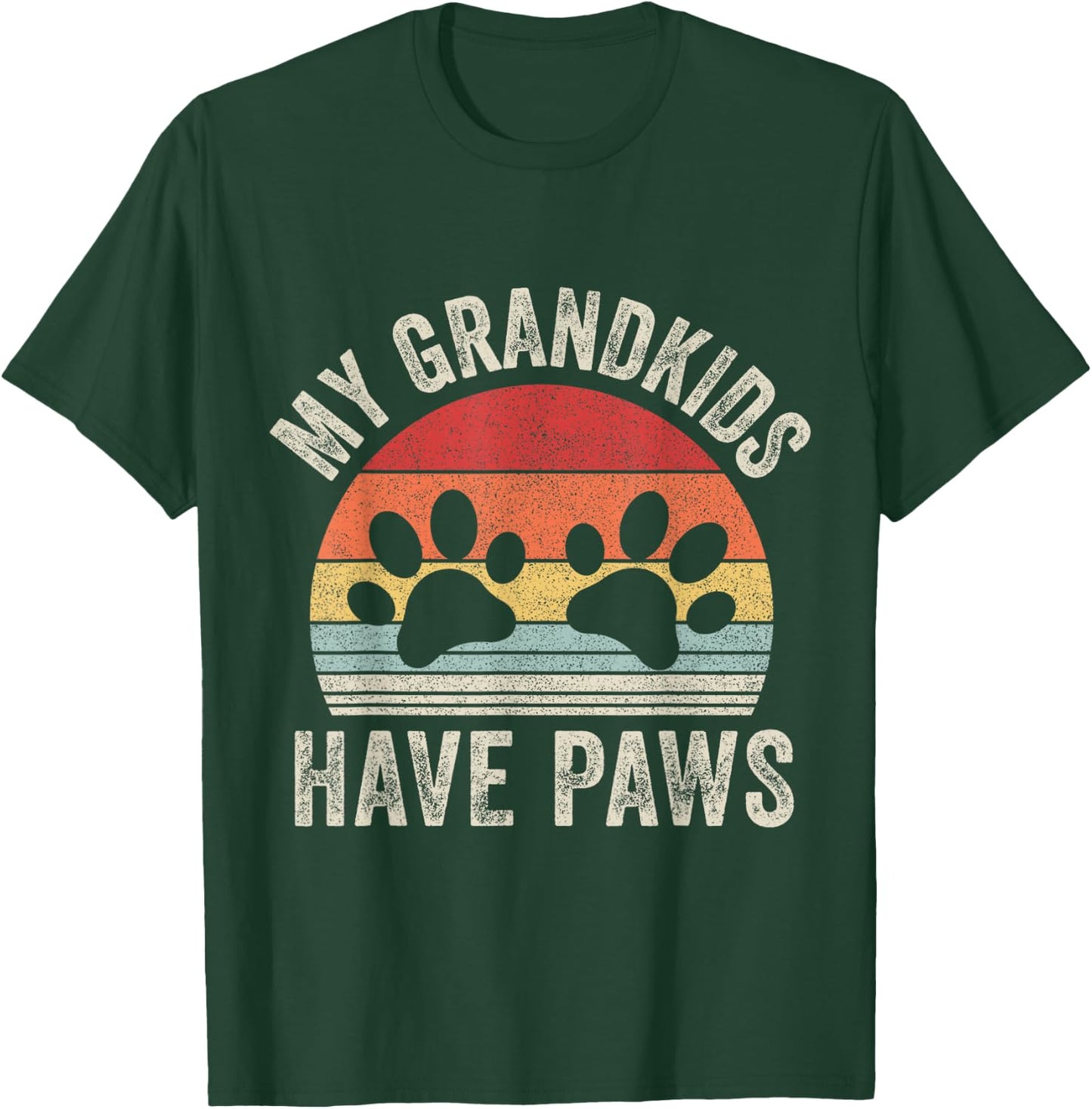 Vintage Retro My Grandkids Have Paws Dog Grandma T-Shirt - T-Shirt | Forest
