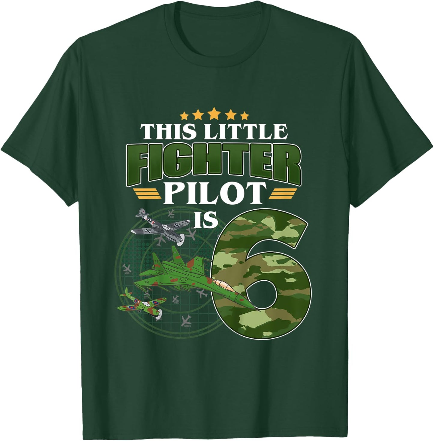 Kids 6th Birthday This Fighter Pilot Is 6 Soldier Camo Style boys T-Shirt - T-Shirt | Forest