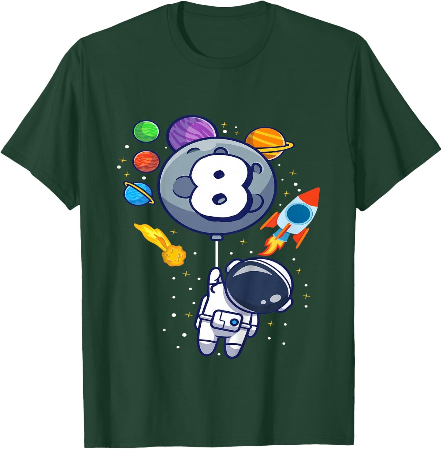 8th Birthday Astronaut 8 Year Old Birthday Boy T-Shirt - T-Shirt | Forest