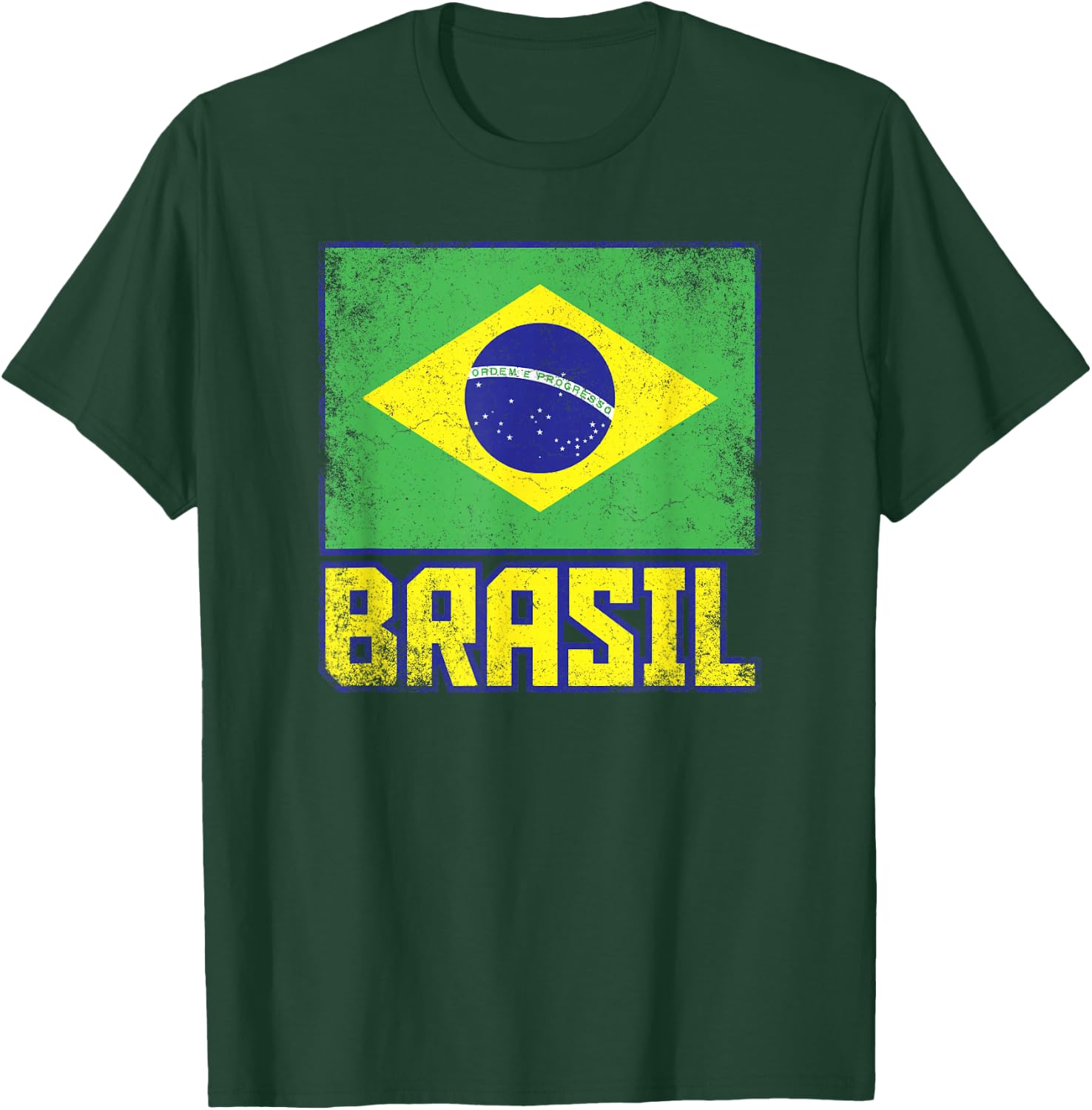 Brasil Brazil Flag Vintage Retro Country Brazilian Pride T-Shirt - T-Shirt | Forest