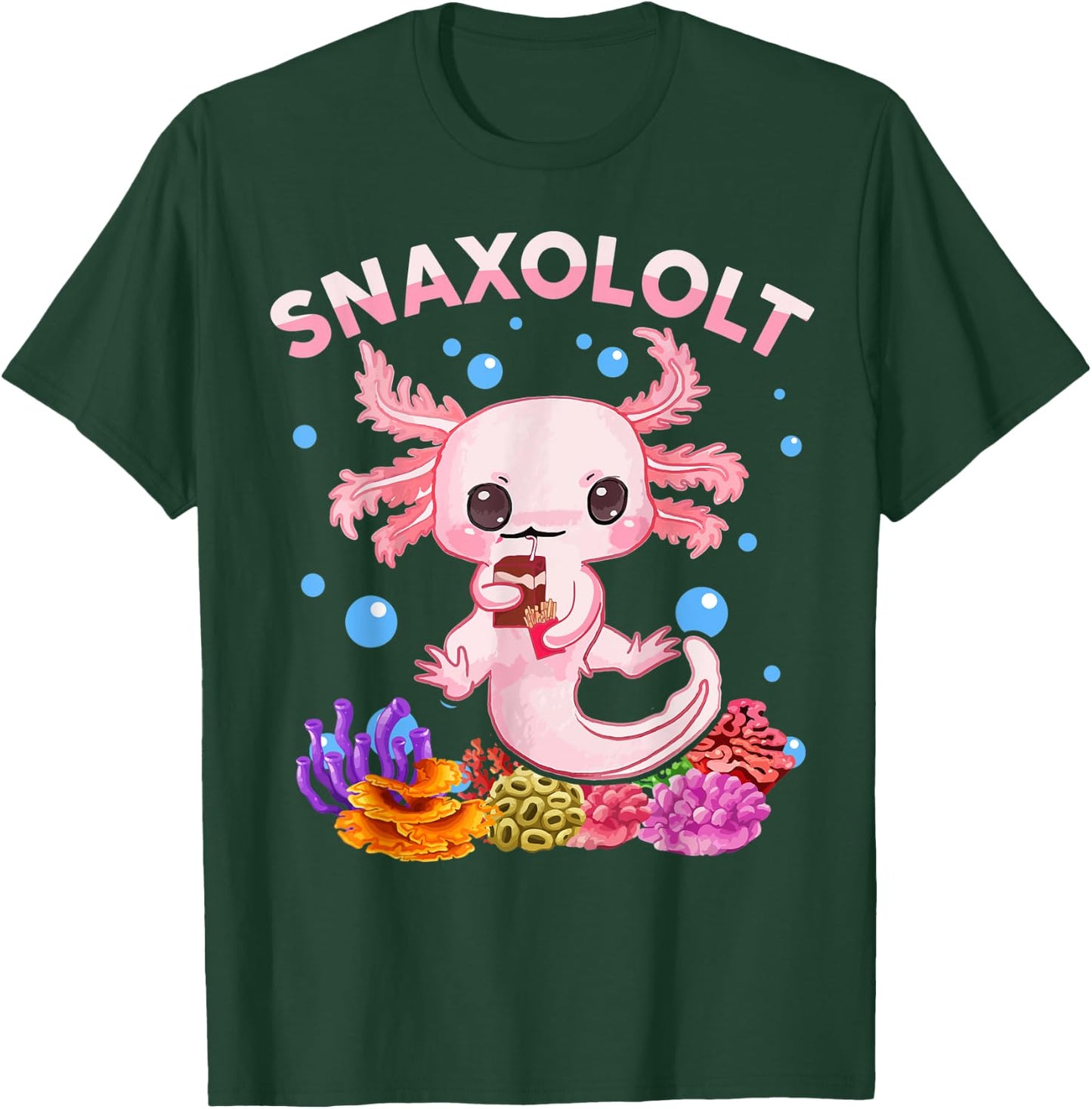 Kawaii Axolotl Snaxolotl Shirt Kid Toddler Teen Cute Axolotl T-Shirt - T-Shirt | Forest