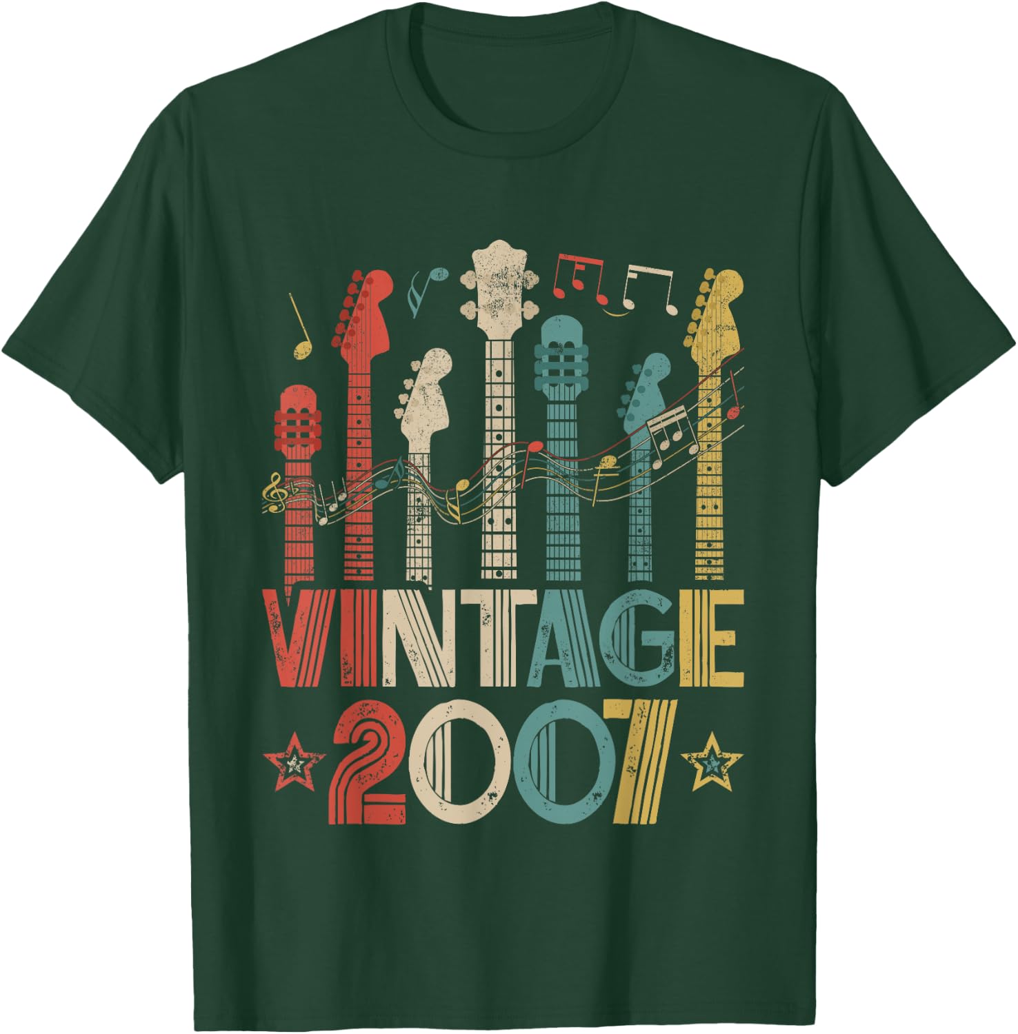 Retro Vintage 2007 Guitar Lover 2007 Birthday Guitarist T-Shirt - T-Shirt | Forest