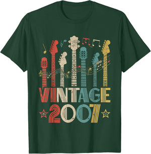 Retro Vintage 2007 Guitar Lover 2007 Birthday Guitarist T-Shirt - T-Shirt | Forest