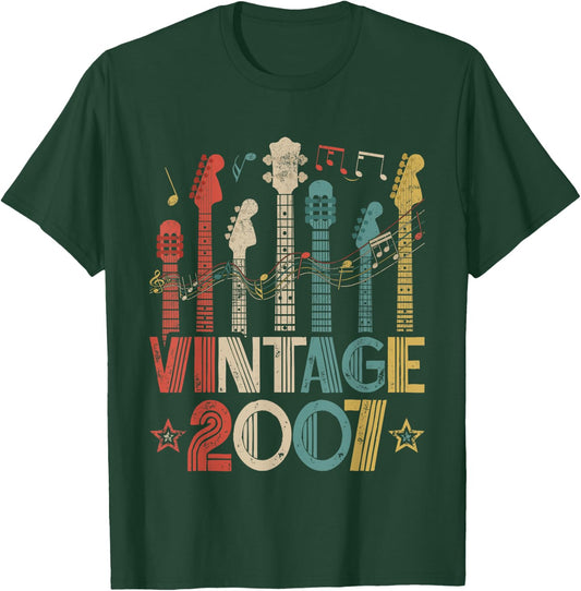 Retro Vintage 2007 Guitar Lover 2007 Birthday Guitarist T-Shirt - T-Shirt | Forest