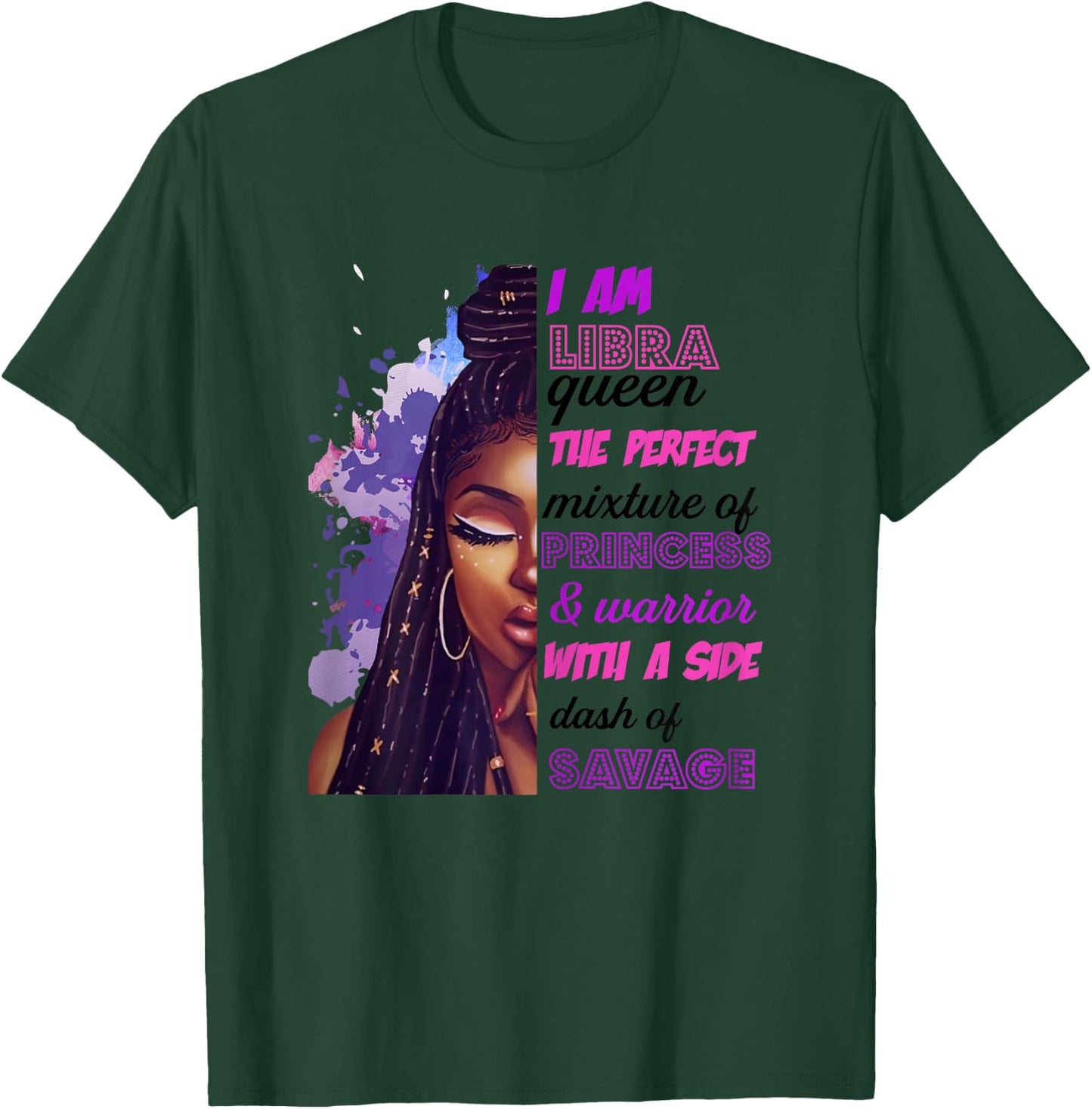 Libra Princess and Warrior Black Birthday Zodiac Cute T-Shirt - T-Shirt | Forest