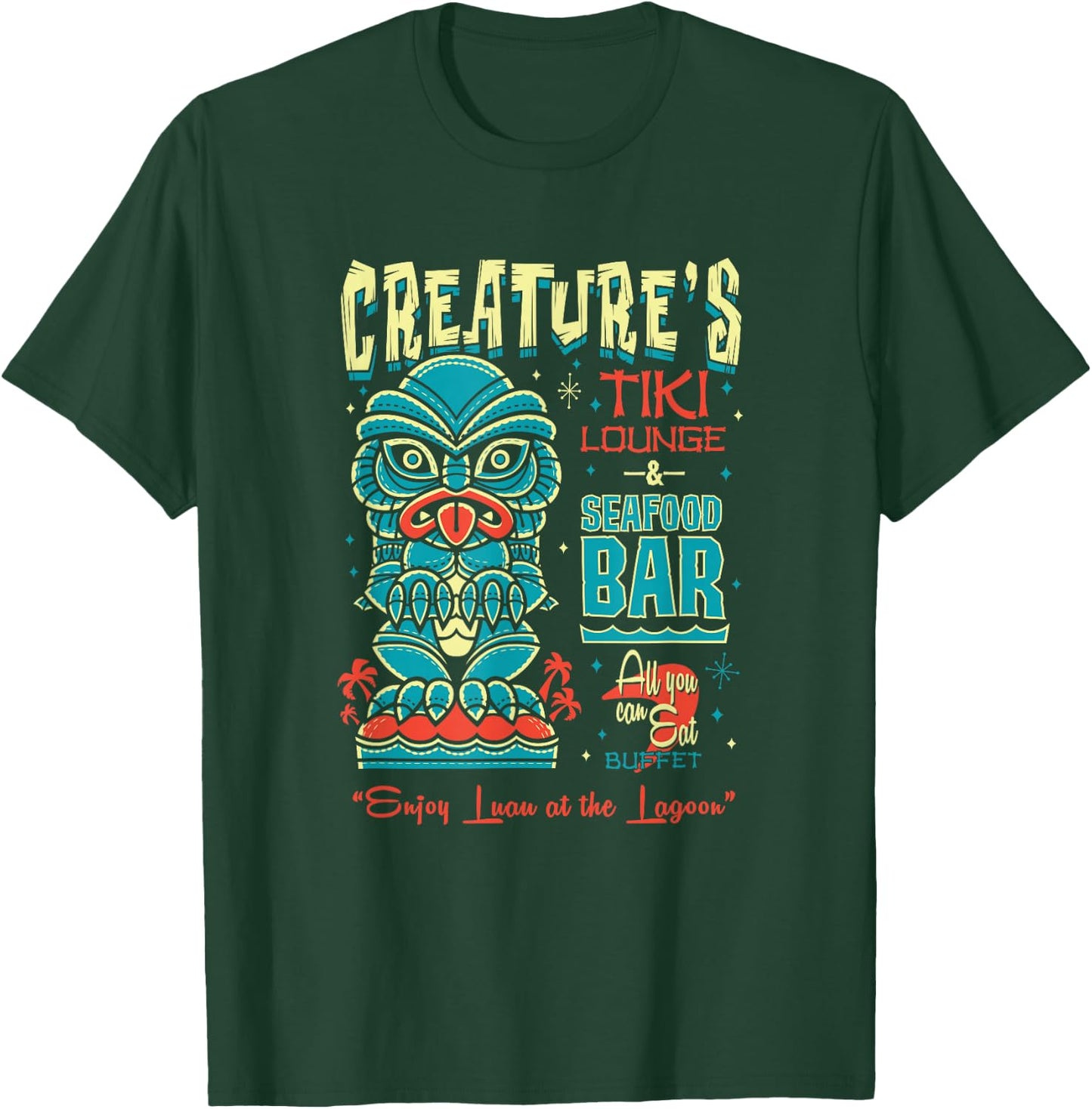 Creature Tiki Lounge Lagoon - Retro Hawaii Surf Vacation T-Shirt - T-Shirt | Forest