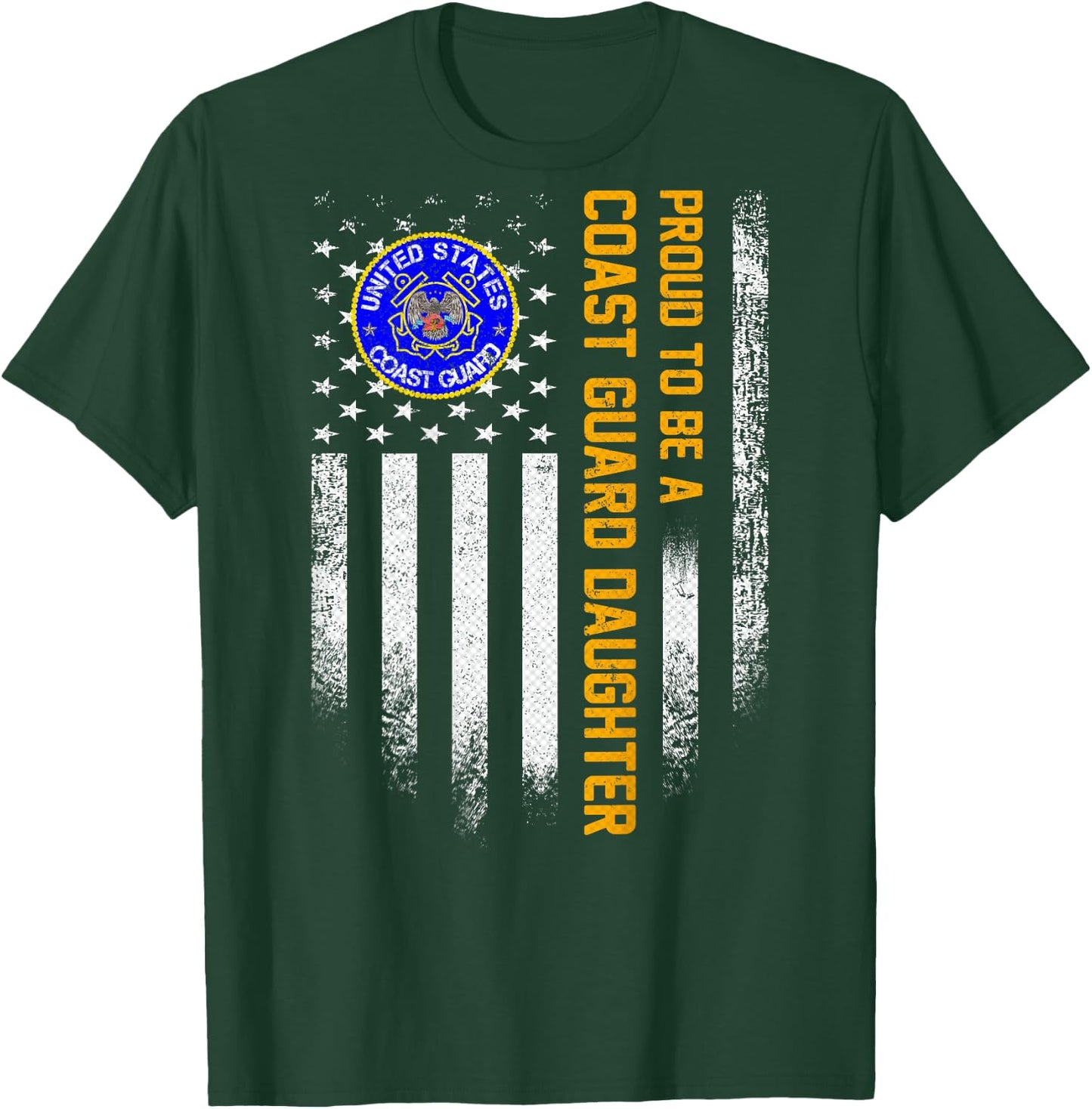 Vintage USA Flag Proud To Be A Coast Guard Veteran Daughter T-Shirt - T-Shirt | Forest