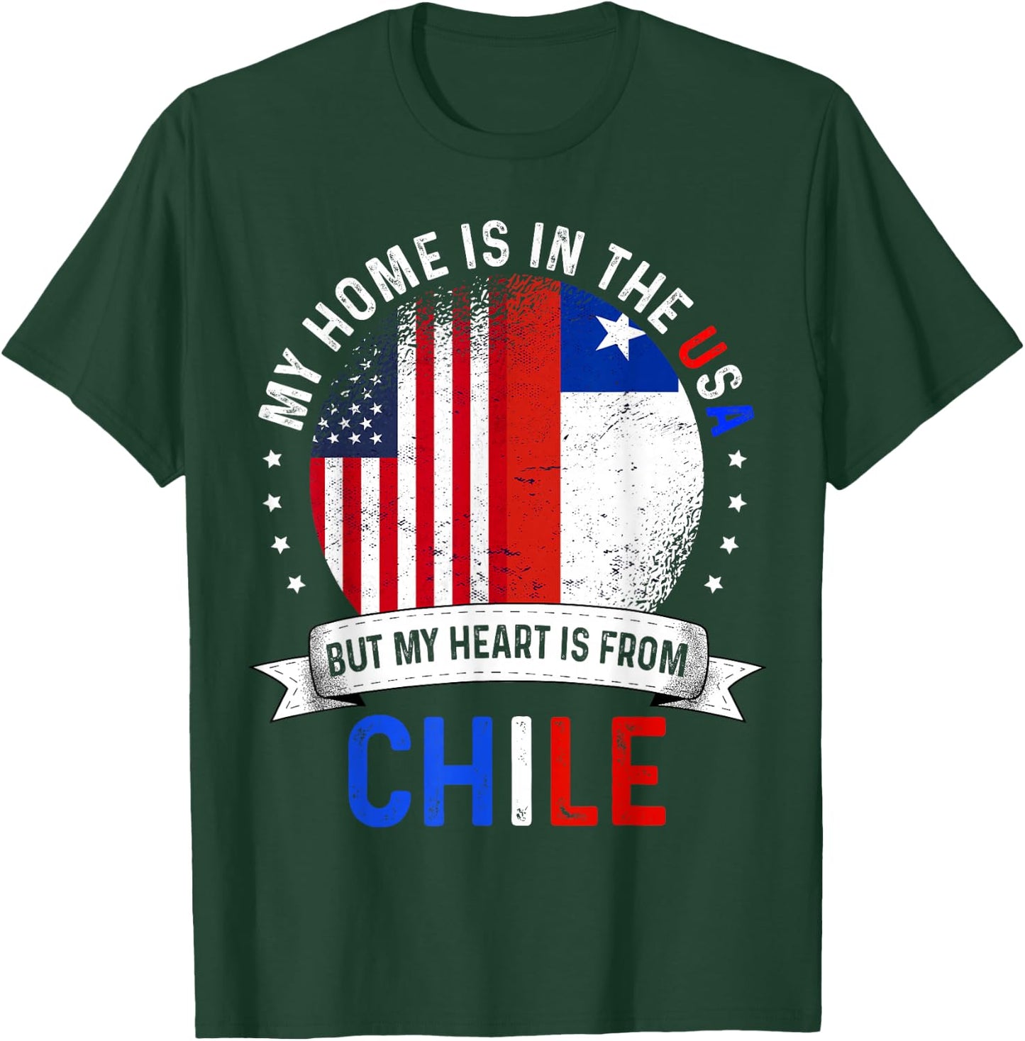 Chilean American Patriot Heart is from Chile Flag T-Shirt - T-Shirt | Forest