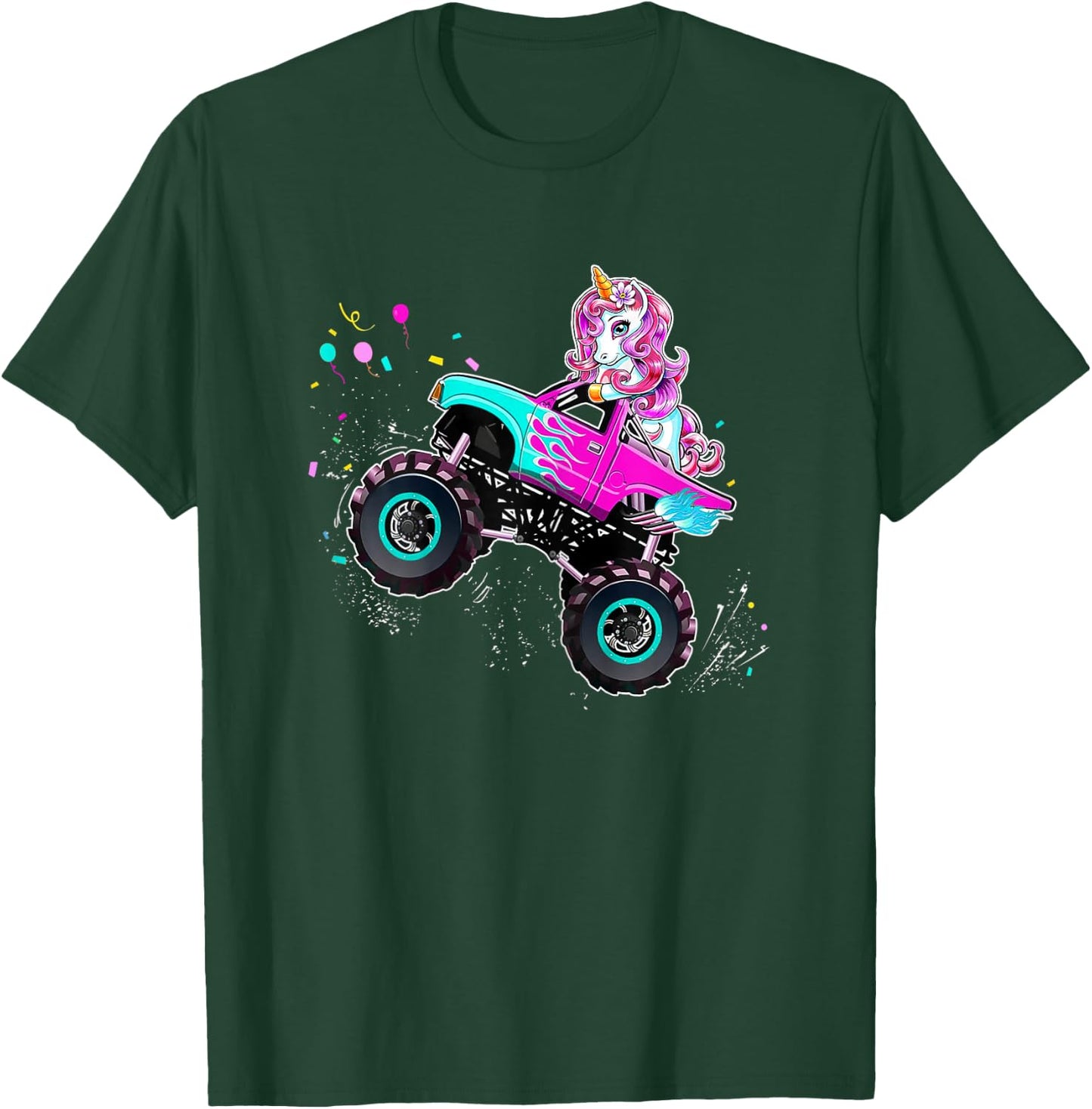 Unicorn Drive a Monster Truck -Unicorn Birthday Daughter T-Shirt - T-Shirt | Forest