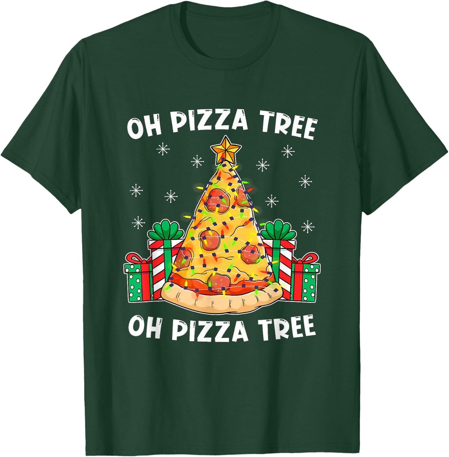 Oh Pizza Tree Xmas Food Present Christmas Pizza Tree T-Shirt - T-Shirt | Forest