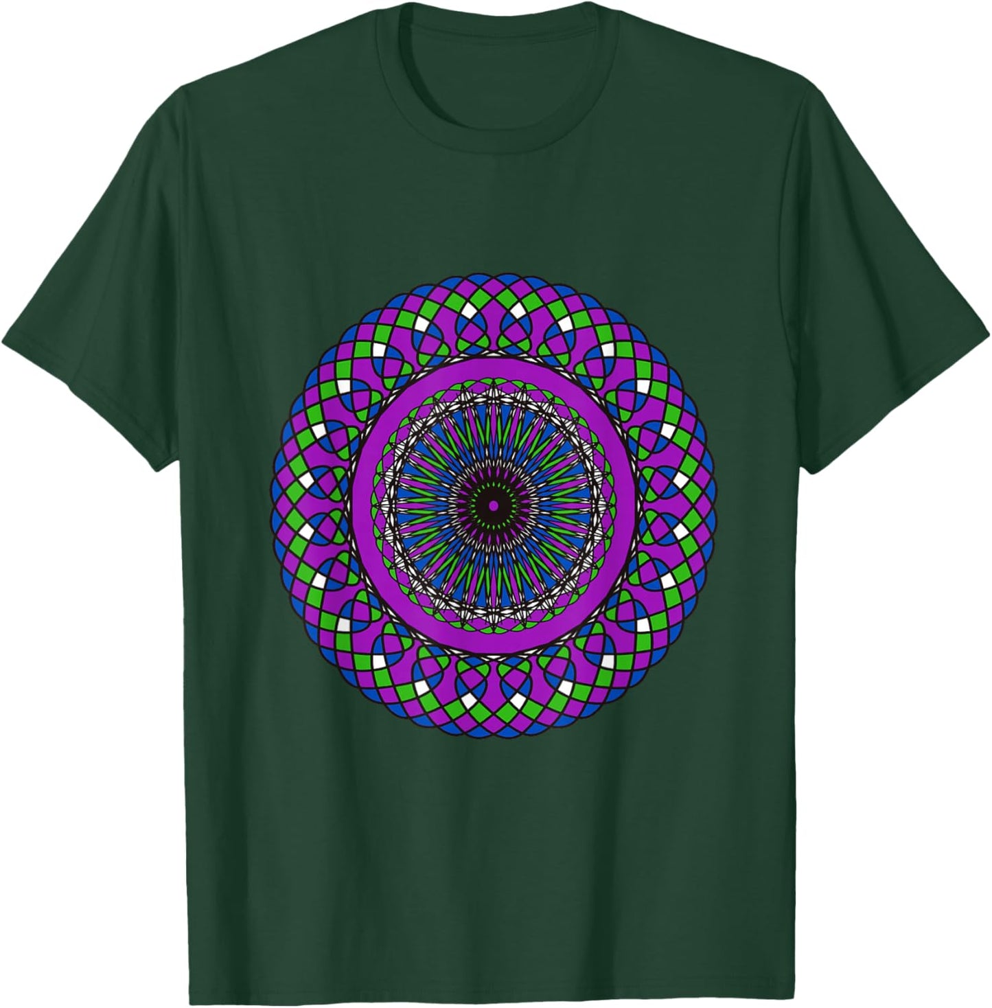 Colorful Mandala Pattern | Yoga & Spiritual Geometry Design T-Shirt - T-Shirt | Forest
