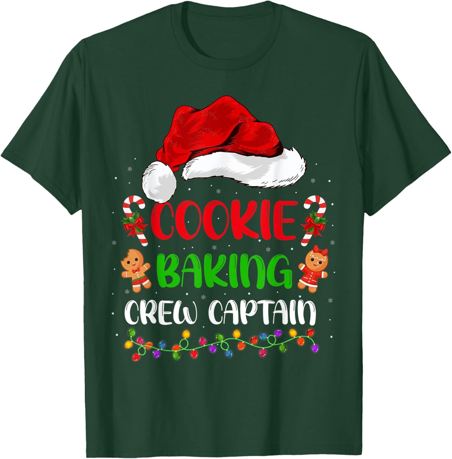 Funny Baker Santa Cookie Baking Crew Captain Christmas T-Shirt - T-Shirt | Forest