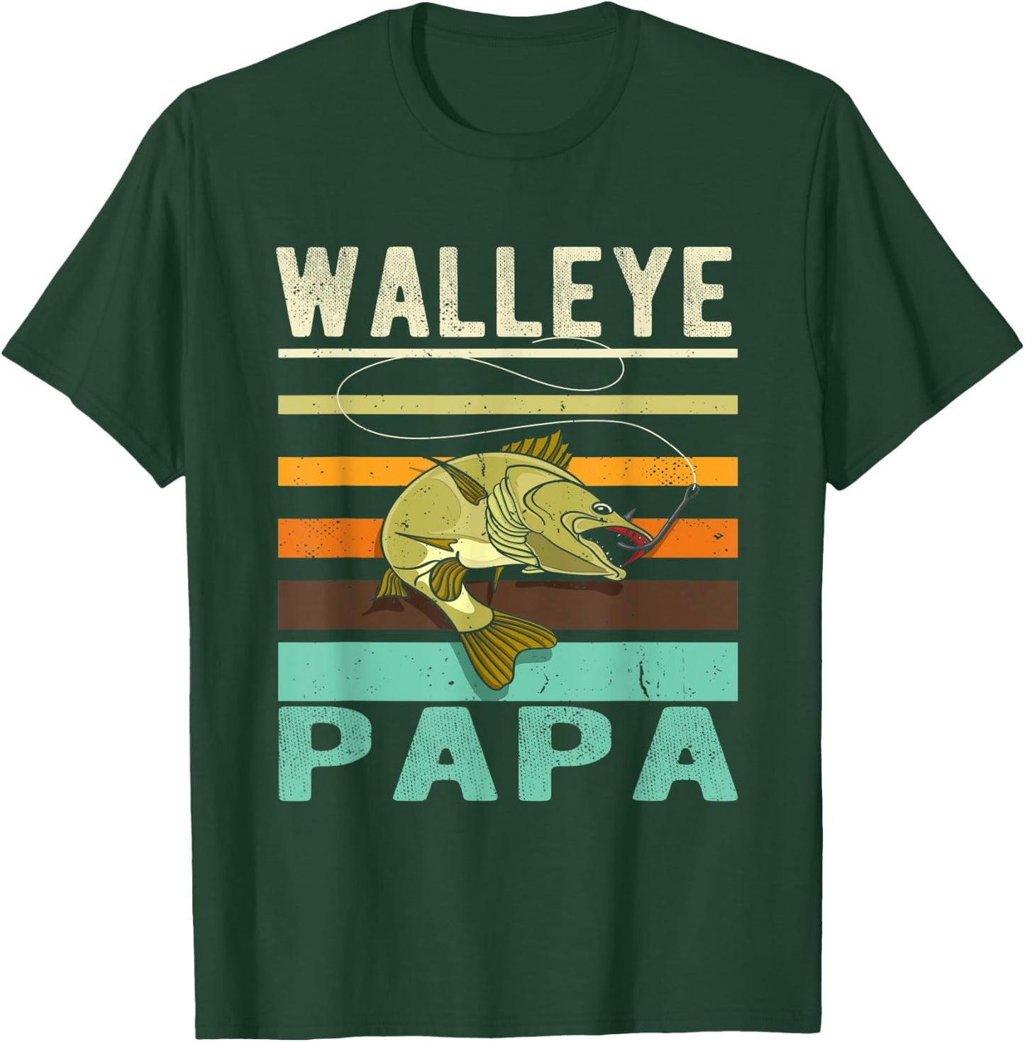 Walleye Papa - Fisherman - Fish - Angler - Funny Fishing T-Shirt - T-Shirt | Forest