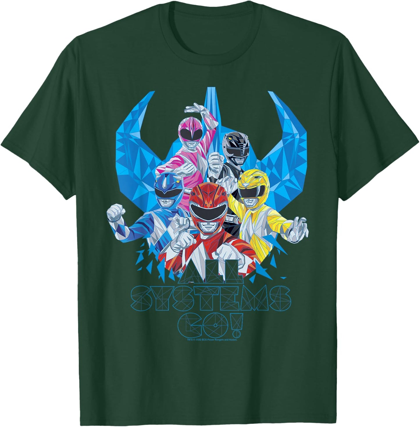 Power Rangers Megazord Retro Helmet Polygon Style T-Shirt - T-Shirt | Forest