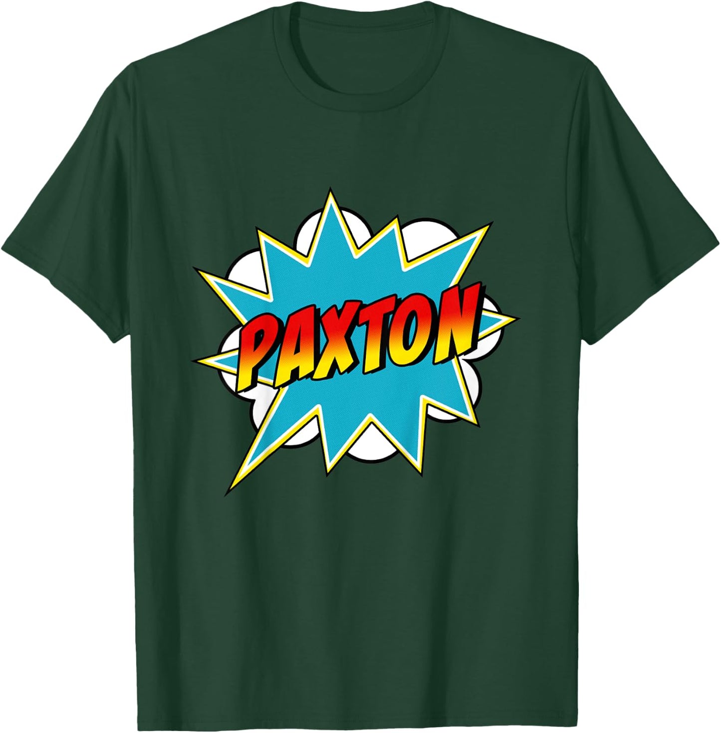 Kids Boys Paxton Name Comic Book Superhero T-Shirt - T-Shirt | Forest