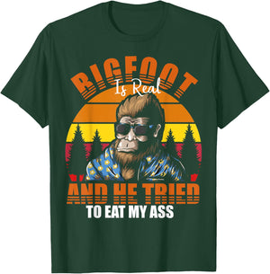 Bigfoot Is Real And I've Tried To Eat My Ass UFO Alien T-Shirt - T-Shirt | Forest