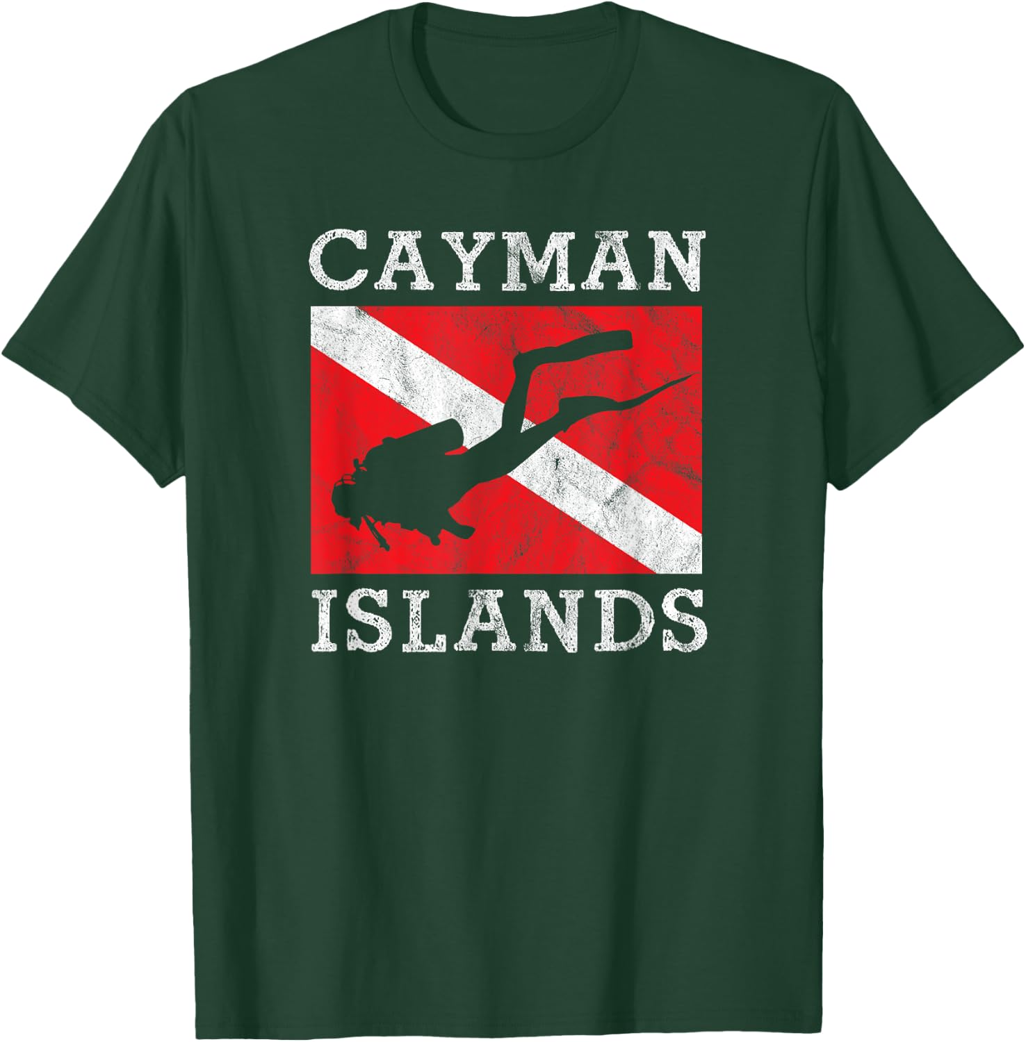 Retro Scuba Diver Grand Cayman Islands Scuba Diving T-Shirt - T-Shirt | Forest