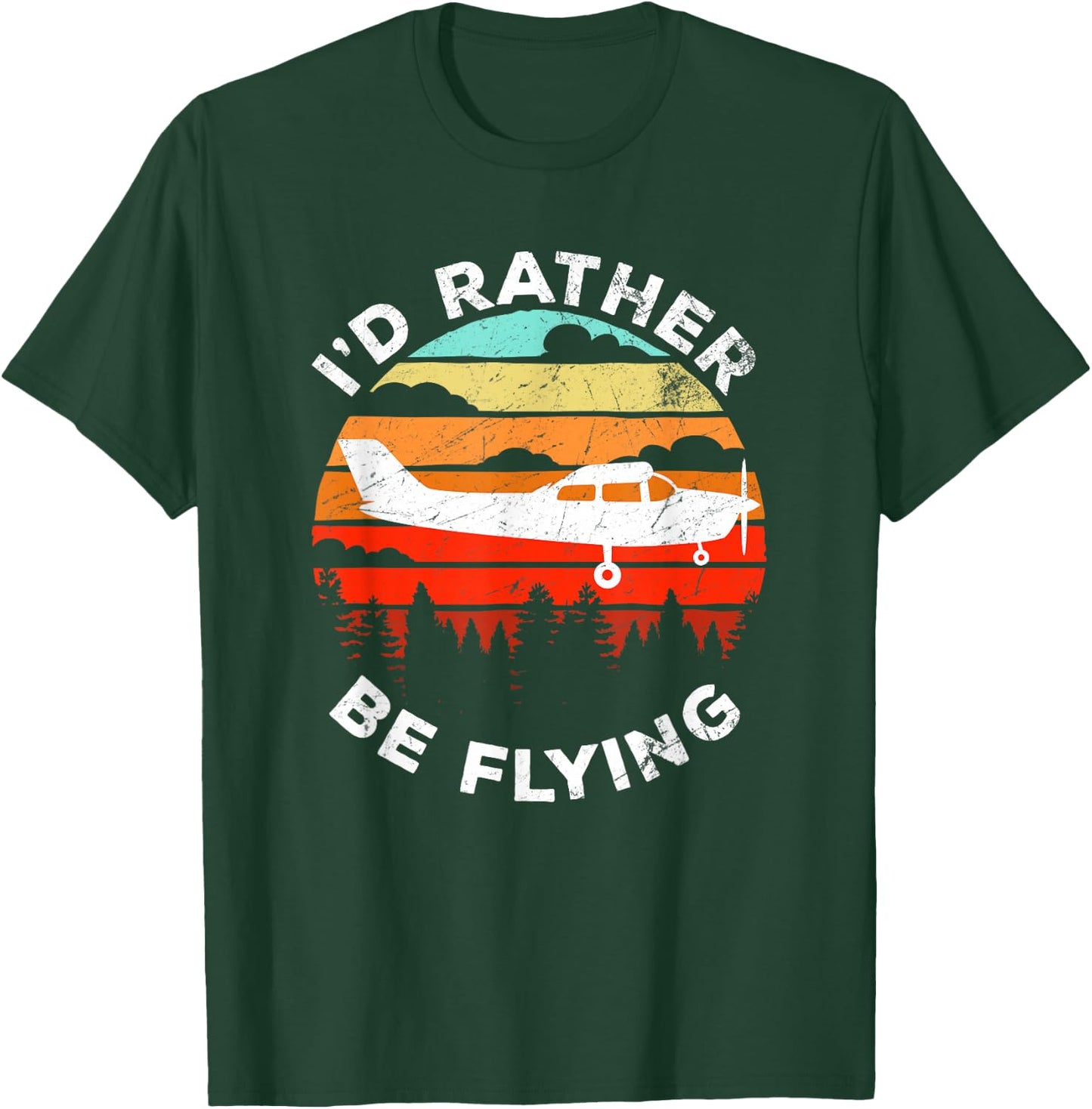 Funny Pilot I'd Rather Be Flying Retro C172 Airplane T-Shirt - T-Shirt | Forest