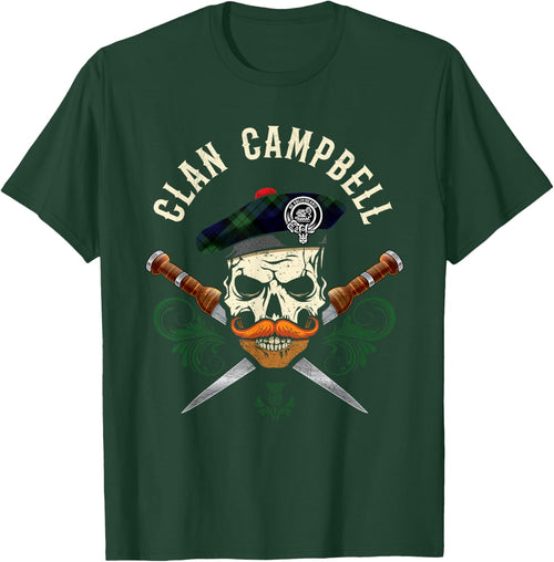 Campbell Surname Scottish Clan Skull Tam Dirks Tartan Badge