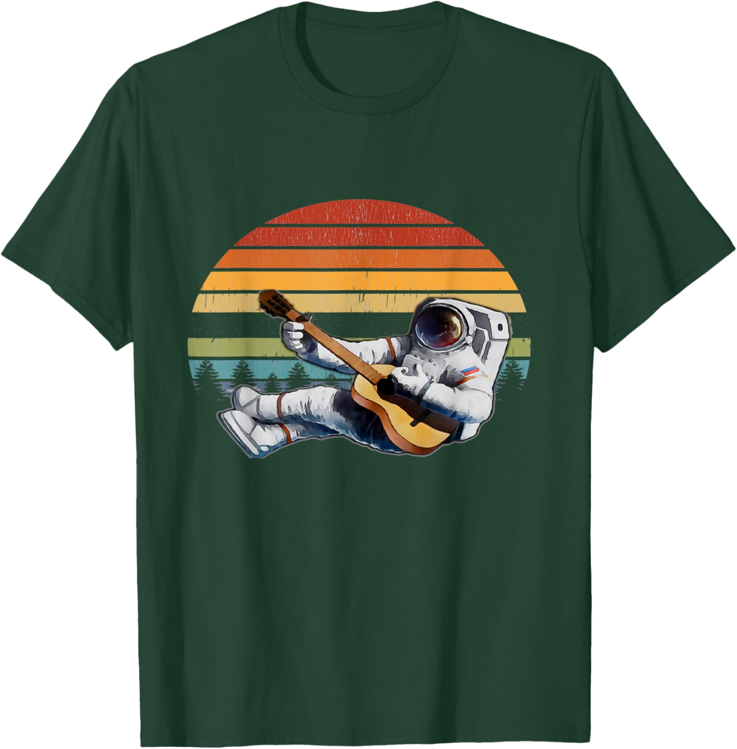 Astronaut Guitar Spaceman Retro Sunset Space & Music lover T-Shirt - T-Shirt | Forest
