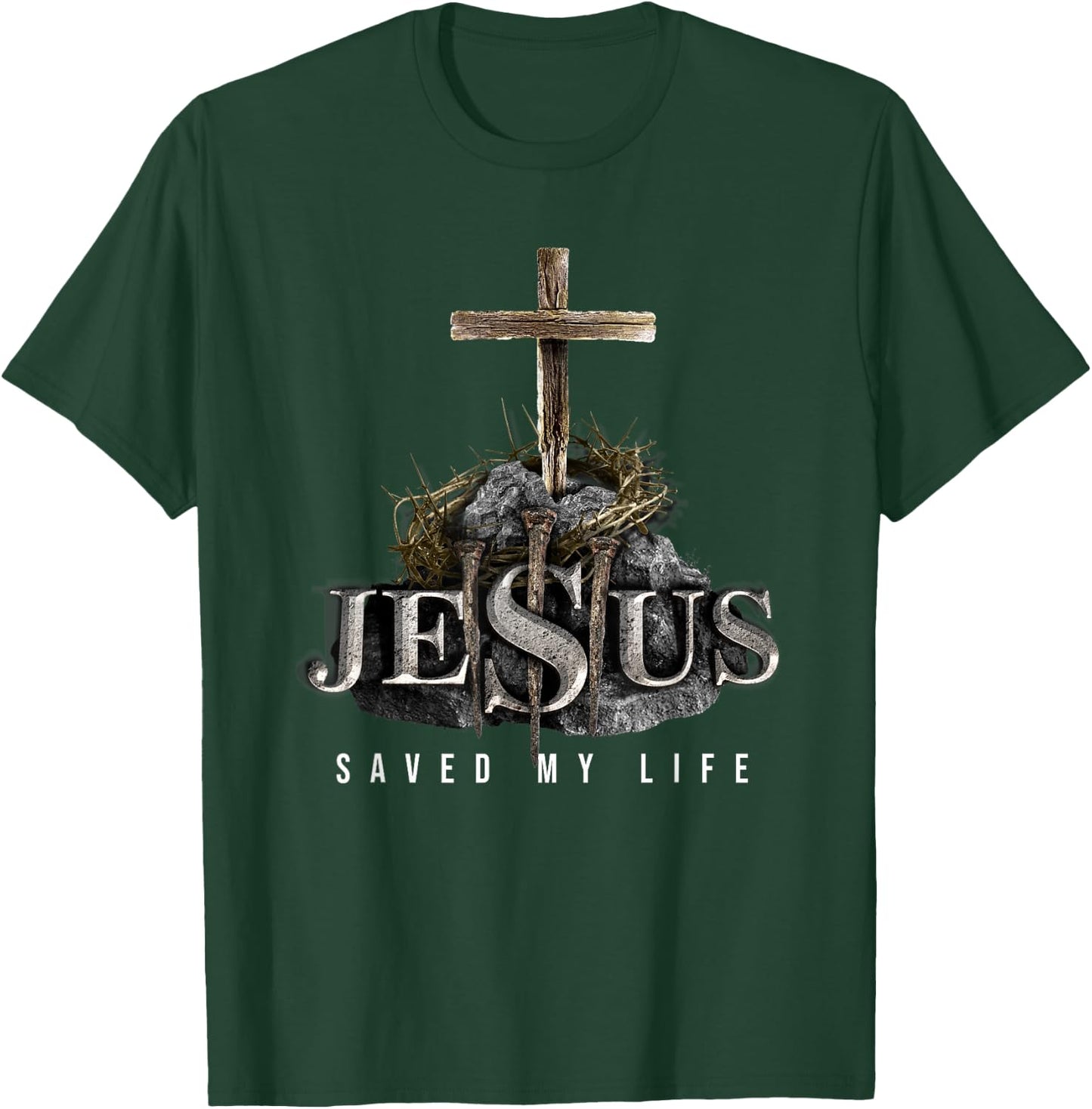 Jesus Saved My Life - Christian Religious Bible Church T-Shirt - T-Shirt | Forest
