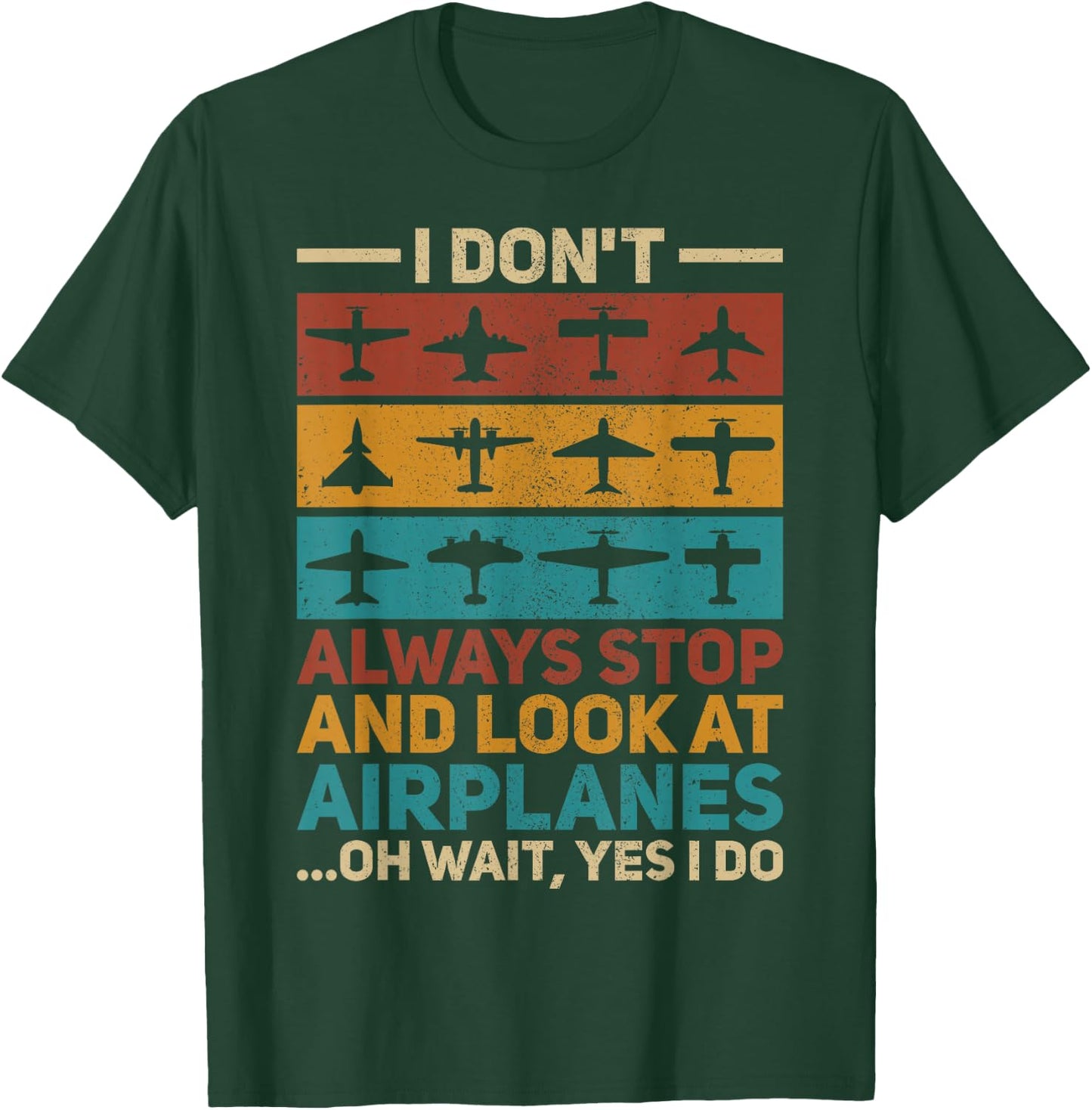 Look At Airplanes Pilot Retro Plane Aviation Funny Airplane T-Shirt - T-Shirt | Forest