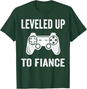 Leveled Up To Fiance Newly Engaged Couple Men Gift T-Shirt - T-Shirt | Forest