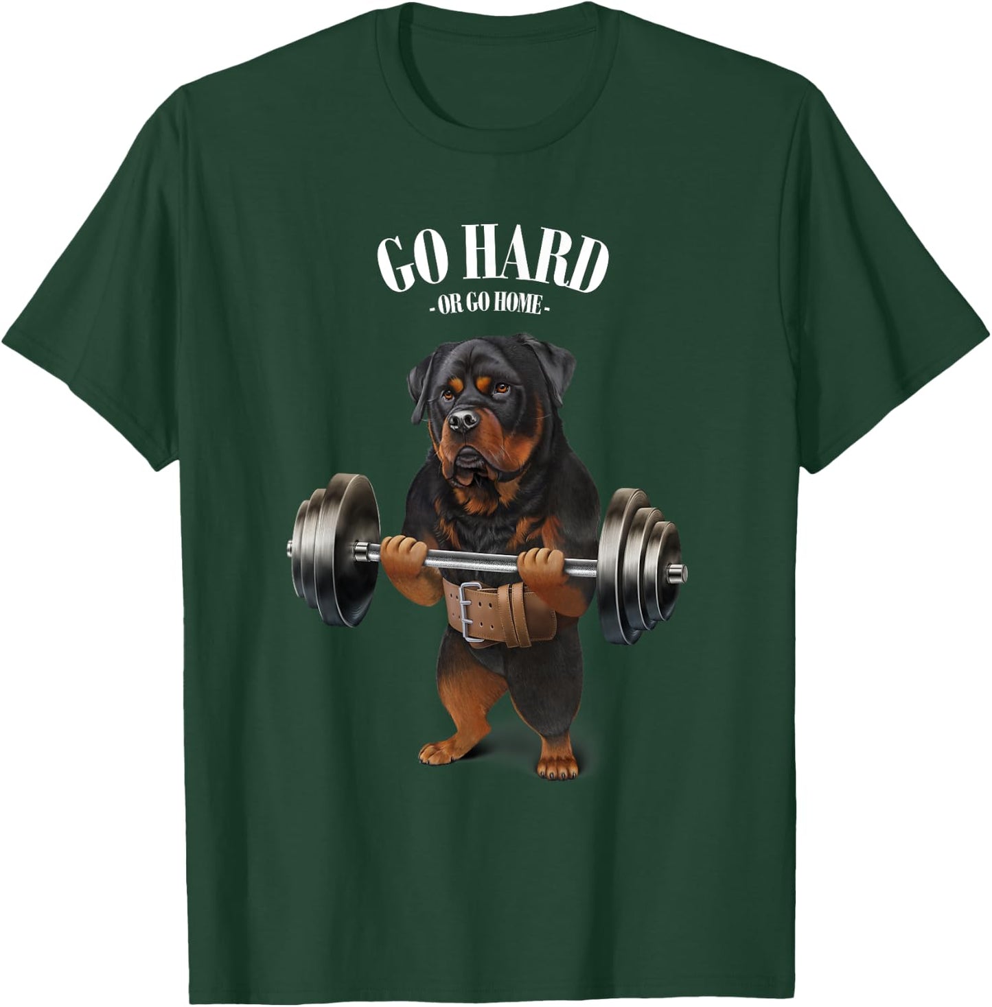 Rottweiler Dog Weightlifting in Fitness Gym T-Shirt - T-Shirt | Forest