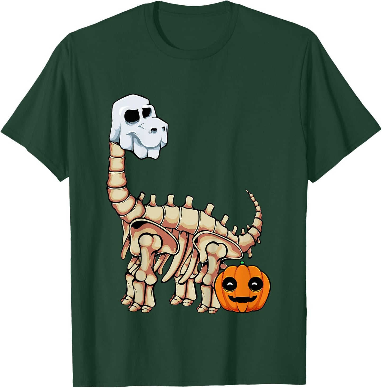 Kids Dinosaur Skeleton Ghost Lazy Halloween Costume Brontosaurus T-Shirt - T-Shirt | Forest