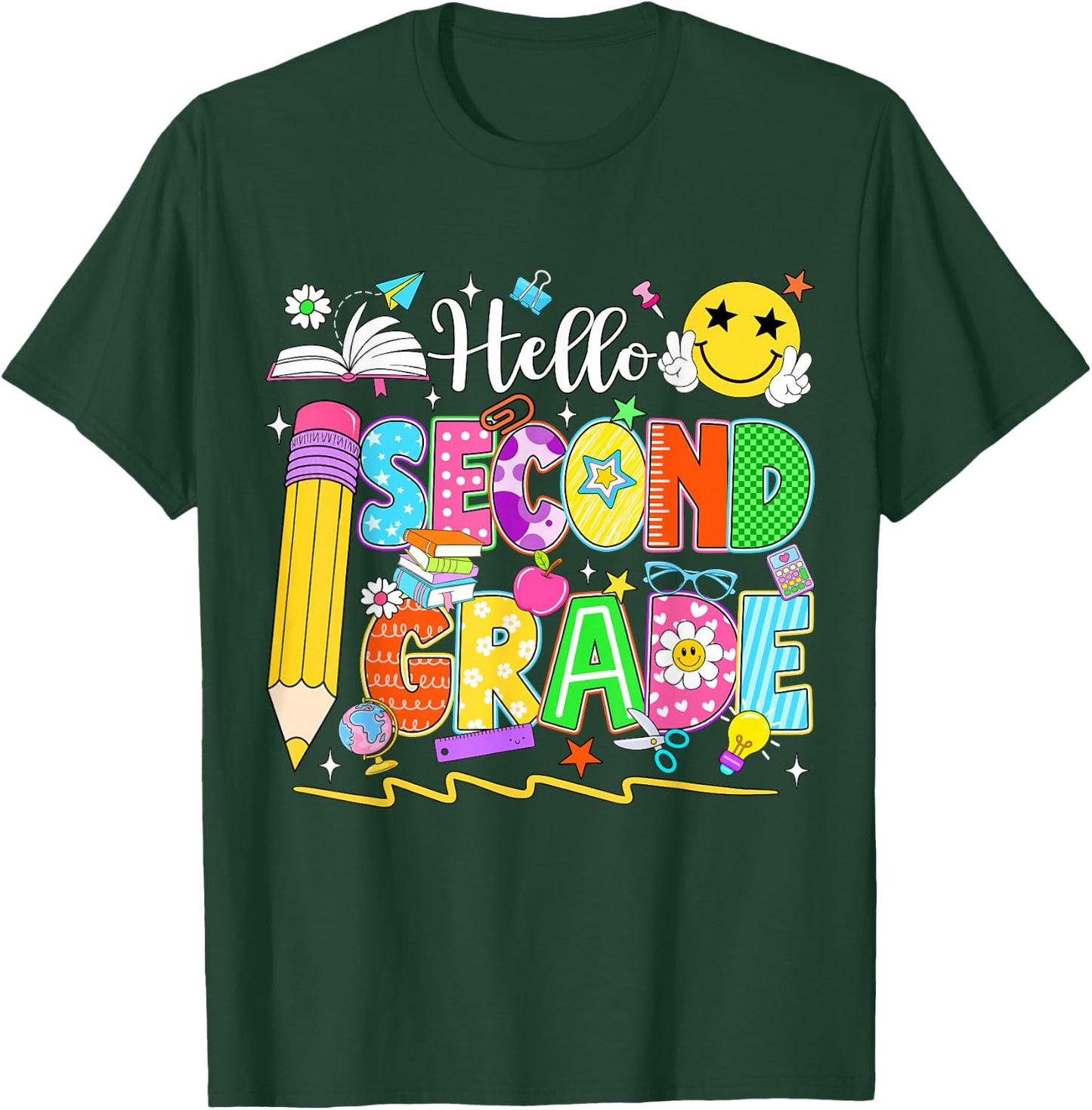 Hello Second Grade Team 2nd Grade Back to School Teacher Kid T-Shirt - T-Shirt | Forest