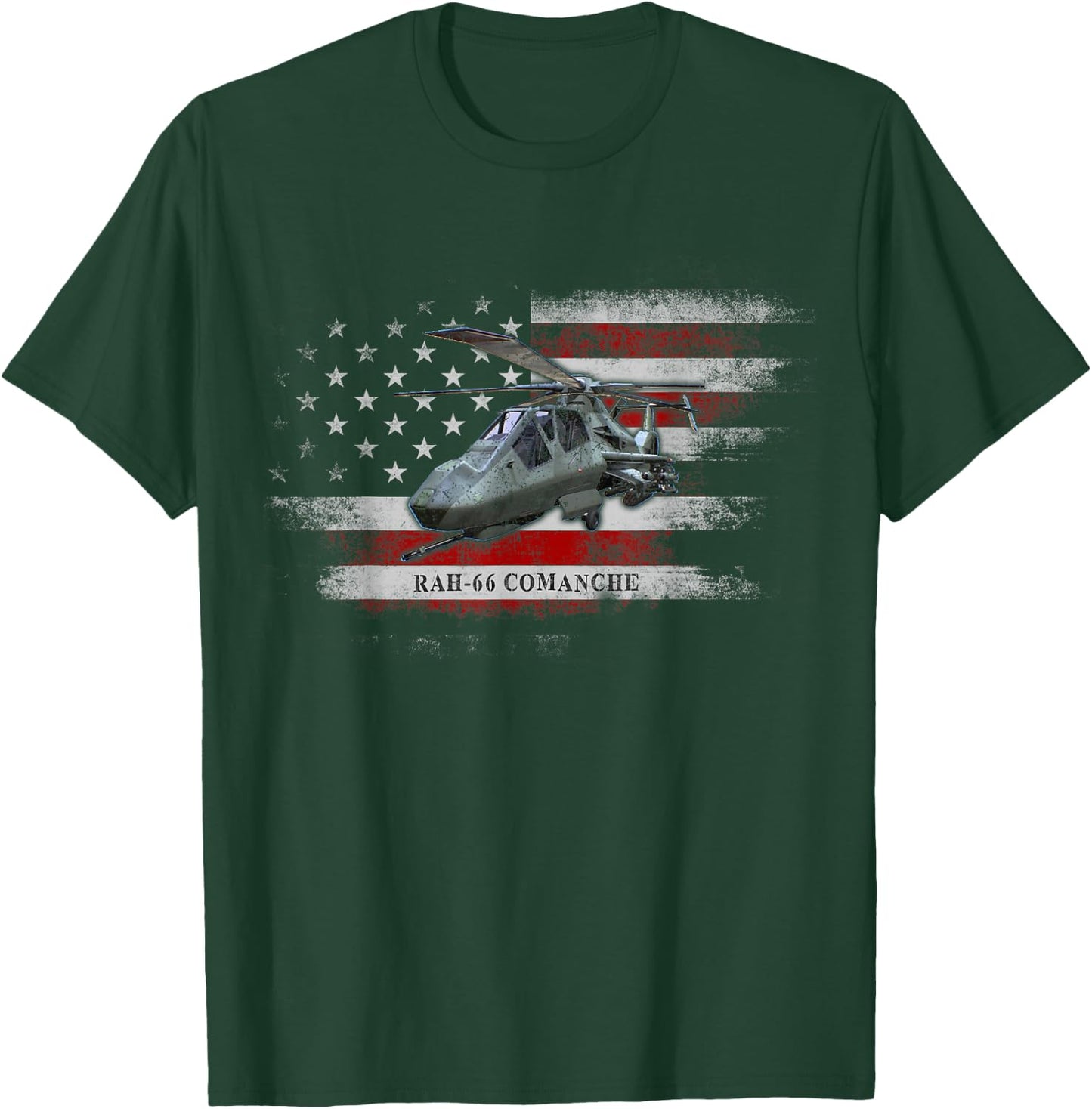 RAH-66 Comanche Helicopter USA Flag Helicopter Pilot Gifts T-Shirt - T-Shirt | Forest
