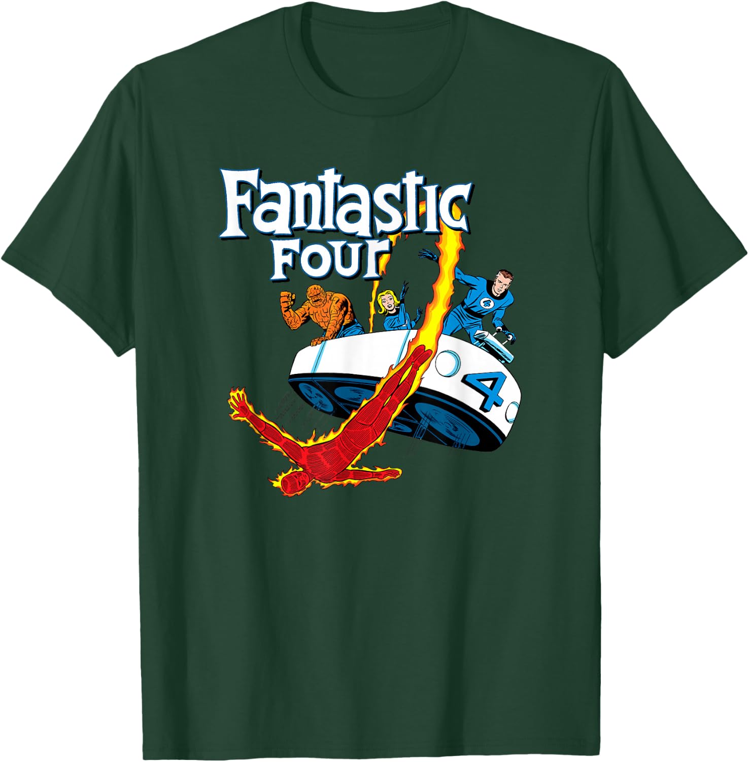 Marvel Comics Fantastic Four Fantasticar Retro Small T-Shirt - T-Shirt | Forest