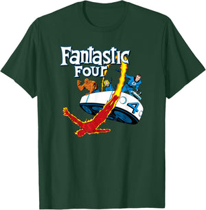 Marvel Comics Fantastic Four Fantasticar Retro Small T-Shirt - T-Shirt | Forest