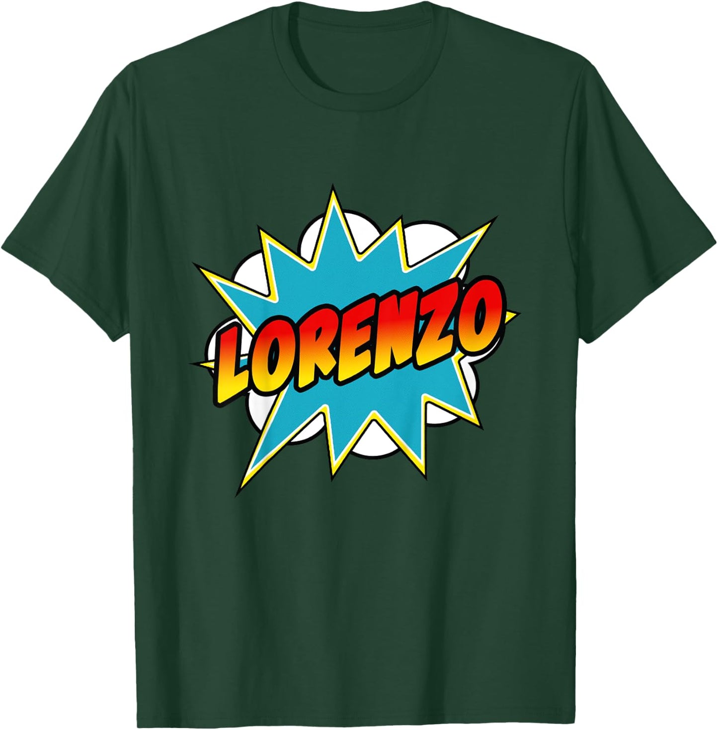 Kids Boys Lorenzo Name Comic Book Superhero T-Shirt - T-Shirt | Forest