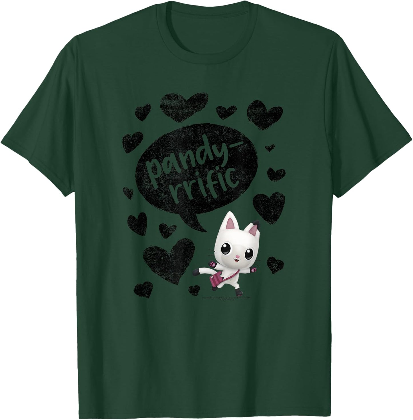 Gabby's Dollhouse Pandy Paws Panda Rrific Black Hearts T-Shirt - T-Shirt | Forest