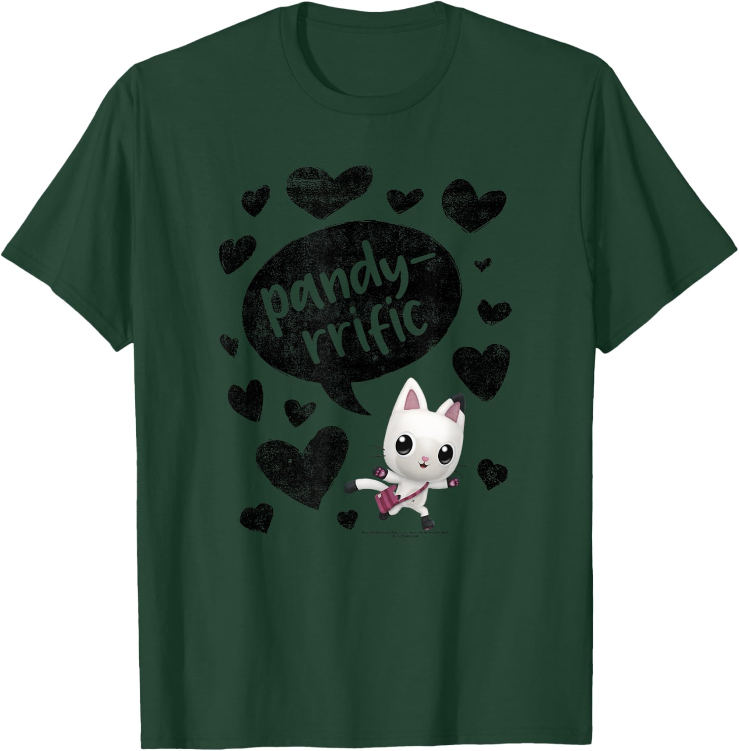 Gabby's Dollhouse Pandy Paws Panda Rrific Black Hearts T-Shirt - T-Shirt | Forest