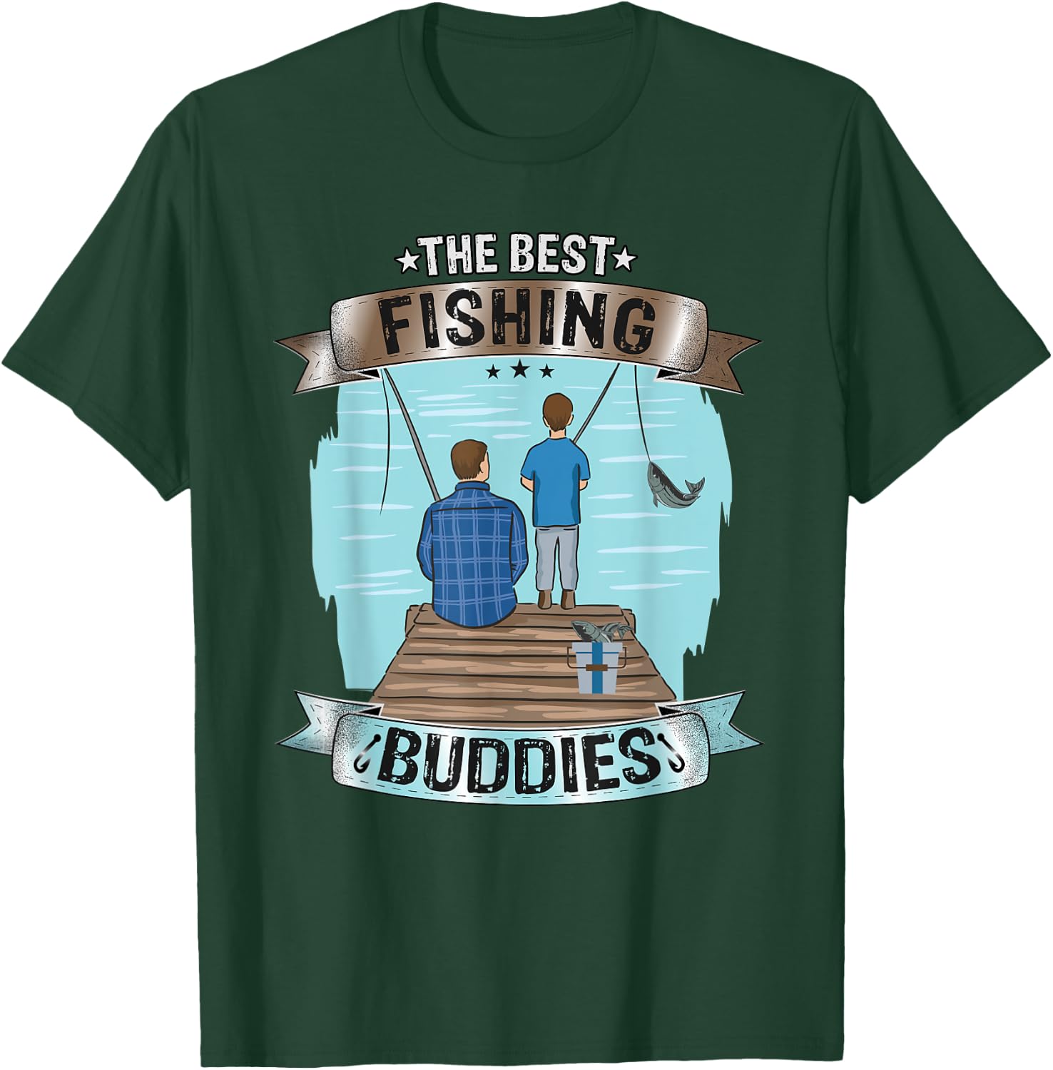 "The Best Fishing Buddies" fishing dad and son | fishing T-Shirt - T-Shirt | Forest