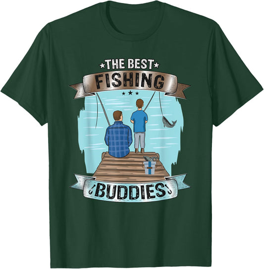 "The Best Fishing Buddies" fishing dad and son | fishing T-Shirt - T-Shirt | Forest