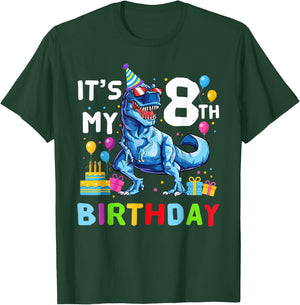 Kids It's My 8th Birthday Happy 8 Year T-Rex T-Shirt - T-Shirt | Forest