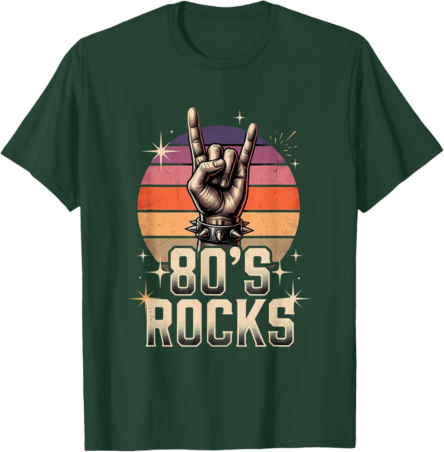 Retro 80's Rocks Rocker Hand T-Shirt - T-Shirt | Forest