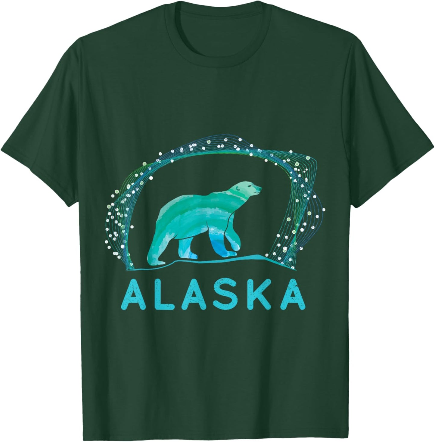 Alaska Ice Bear with Polar Lights and Stars T-Shirt - T-Shirt | Forest