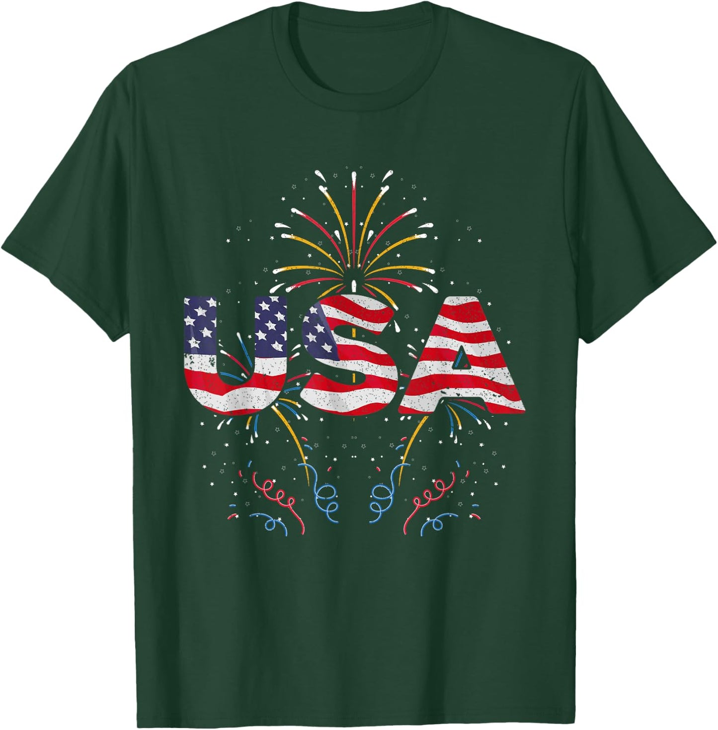 American US Flag 4th of July United States Fireworks USA T-Shirt - T-Shirt | Forest