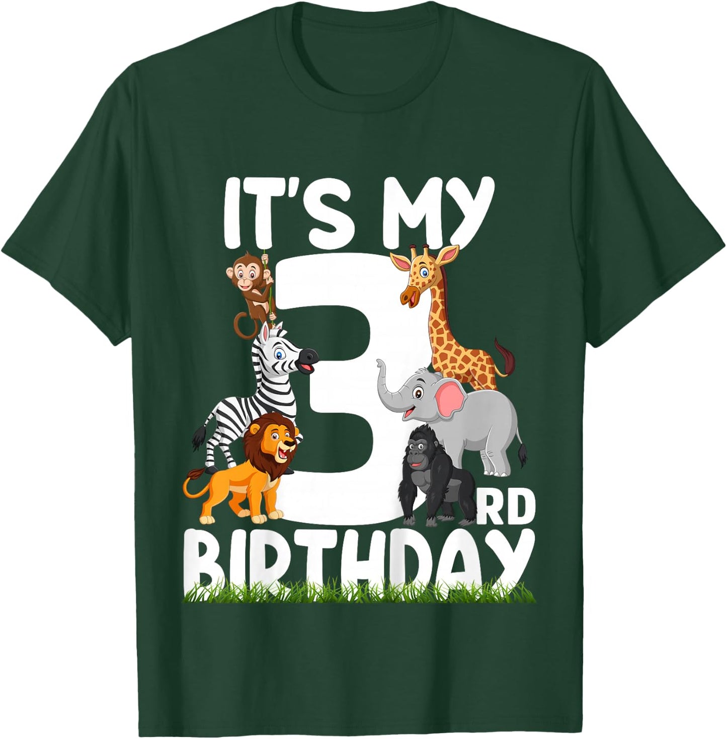 It's My 3rd Birthday Zoo Jungle Safari 3 Years Old Animals T-Shirt - T-Shirt | Forest