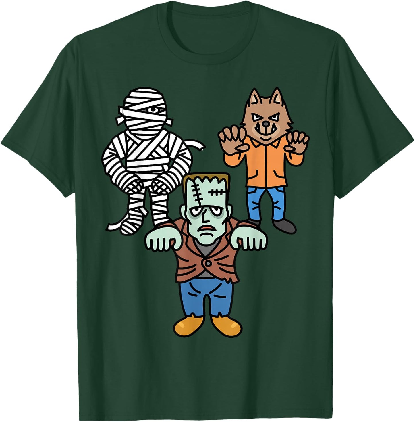 Horror Movie Monster Mummy Werewolf Frankenstein Comic Book T-Shirt - T-Shirt | Forest