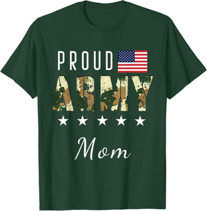 Proud Military Camouflage Proud Army Mom Mother Gift T-Shirt - T-Shirt | Forest