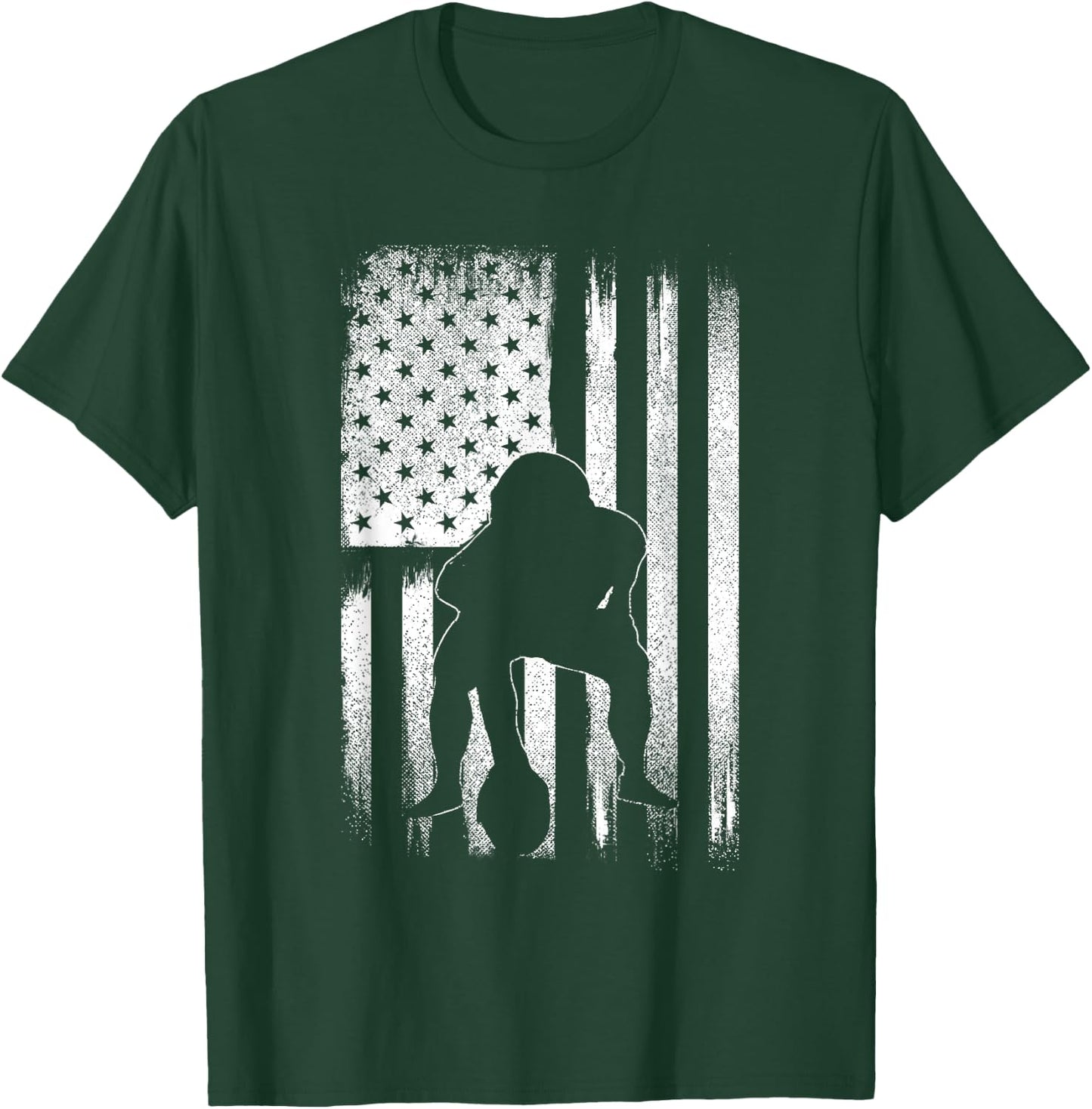 Patriotic USA Flag American Football Season Party Lineman T-Shirt - T-Shirt | Forest