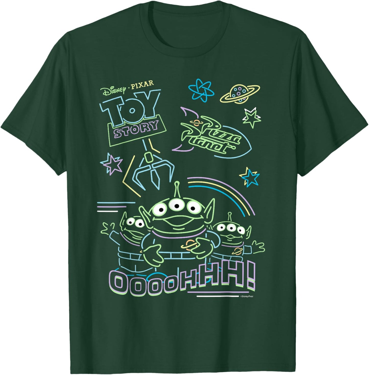 Disney and Pixar’s Toy Story Pizza Planet Aliens Neon T-Shirt - T-Shirt | Forest