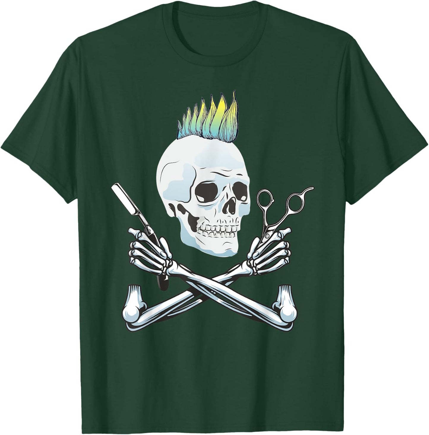 Color Punk Hairdresser Sugar Skull Hairstylist Fun Iroquois T-Shirt - T-Shirt | Forest